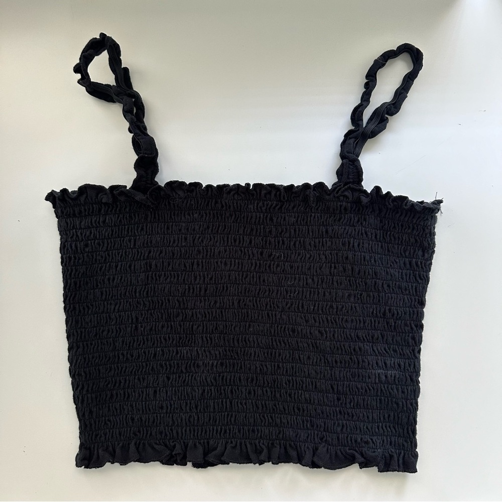 Black Smocked Tank Top